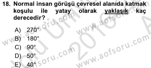 Kamera Tekniğine Giriş Dersi Ara Sınavı Deneme Sınav Soruları 18. Soru