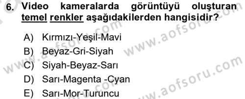 Kamera Tekniğine Giriş Dersi Ara Sınavı Deneme Sınav Soruları 6. Soru