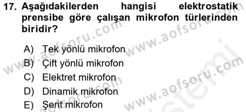 Kamera Tekniğine Giriş Dersi 2016 - 2017 Yılı (Final) Dönem Sonu Sınav Soruları 17. Soru