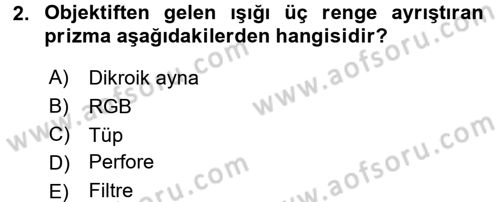 Kamera Tekniğine Giriş Dersi 2016 - 2017 Yılı (Final) Dönem Sonu Sınav Soruları 2. Soru