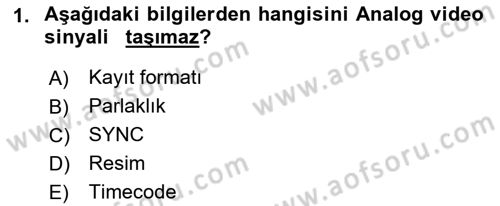 Kamera Tekniğine Giriş Dersi 2017 - 2018 Yılı 3 Ders Sınav Soruları 1. Soru
