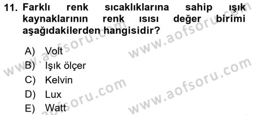 Kamera Tekniğine Giriş Dersi 2017 - 2018 Yılı 3 Ders Sınav Soruları 11. Soru