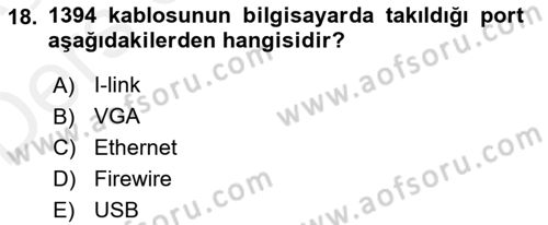 Kamera Tekniğine Giriş Dersi 2017 - 2018 Yılı 3 Ders Sınav Soruları 18. Soru
