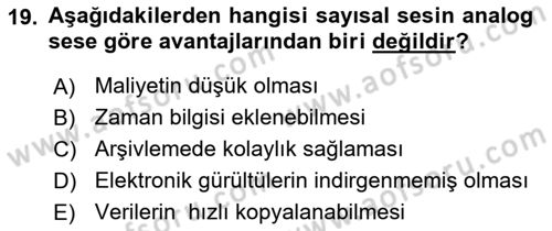 Kamera Tekniğine Giriş Dersi 2017 - 2018 Yılı 3 Ders Sınav Soruları 19. Soru