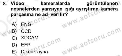 Kamera Tekniğine Giriş Dersi 2017 - 2018 Yılı 3 Ders Sınav Soruları 8. Soru