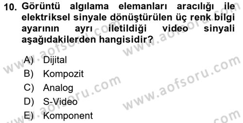 Kamera Tekniğine Giriş Dersi Ara Sınavı Deneme Sınav Soruları 10. Soru