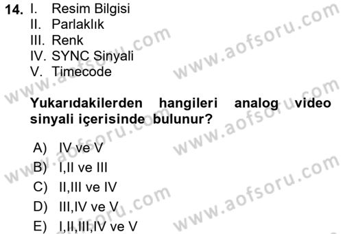 Kamera Tekniğine Giriş Dersi 2017 - 2018 Yılı (Vize) Ara Sınav Soruları 14. Soru