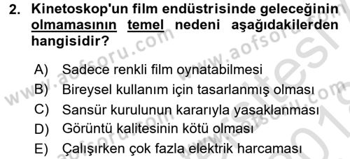 Kamera Tekniğine Giriş Dersi Ara Sınavı Deneme Sınav Soruları 2. Soru