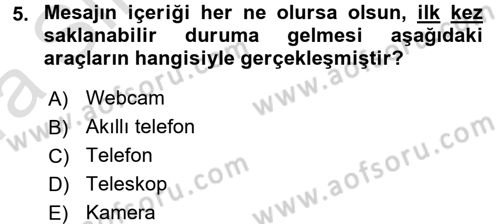 Kamera Tekniğine Giriş Dersi Ara Sınavı Deneme Sınav Soruları 5. Soru