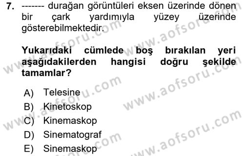 Kamera Tekniğine Giriş Dersi 2017 - 2018 Yılı (Vize) Ara Sınav Soruları 7. Soru