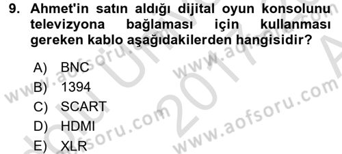 Kamera Tekniğine Giriş Dersi Ara Sınavı Deneme Sınav Soruları 9. Soru