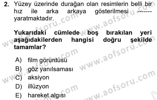 Kamera Tekniğine Giriş Dersi 2017 - 2018 Yılı (Final) Dönem Sonu Sınav Soruları 2. Soru