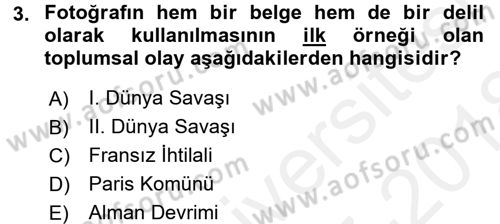 Kamera Tekniğine Giriş Dersi 2017 - 2018 Yılı (Final) Dönem Sonu Sınav Soruları 3. Soru