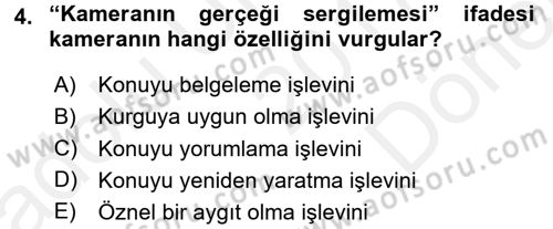 Kamera Tekniğine Giriş Dersi 2017 - 2018 Yılı (Final) Dönem Sonu Sınav Soruları 4. Soru