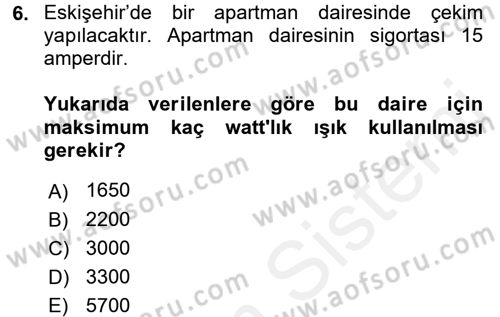 Kamera Tekniğine Giriş Dersi 2017 - 2018 Yılı (Final) Dönem Sonu Sınav Soruları 6. Soru