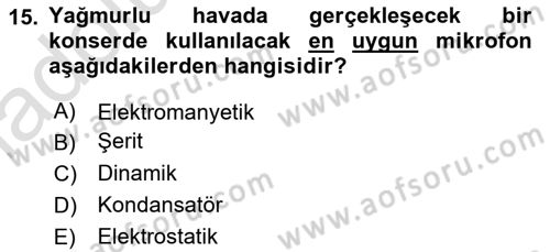 Kamera Tekniğine Giriş Dersi 2018 - 2019 Yılı 3 Ders Sınav Soruları 15. Soru