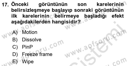 Kamera Tekniğine Giriş Dersi 2018 - 2019 Yılı 3 Ders Sınav Soruları 17. Soru