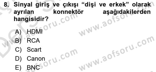 Kamera Tekniğine Giriş Dersi 2018 - 2019 Yılı 3 Ders Sınav Soruları 8. Soru