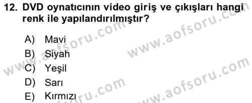 Kamera Tekniğine Giriş Dersi Ara Sınavı Deneme Sınav Soruları 12. Soru