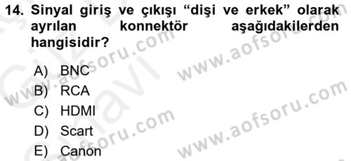Kamera Tekniğine Giriş Dersi 2018 - 2019 Yılı (Vize) Ara Sınav Soruları 14. Soru