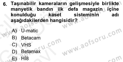 Kamera Tekniğine Giriş Dersi 2018 - 2019 Yılı (Vize) Ara Sınav Soruları 6. Soru