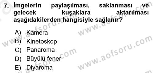 Kamera Tekniğine Giriş Dersi Ara Sınavı Deneme Sınav Soruları 7. Soru