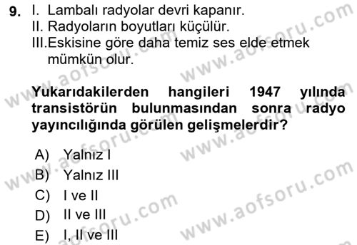 Kamera Tekniğine Giriş Dersi Ara Sınavı Deneme Sınav Soruları 9. Soru