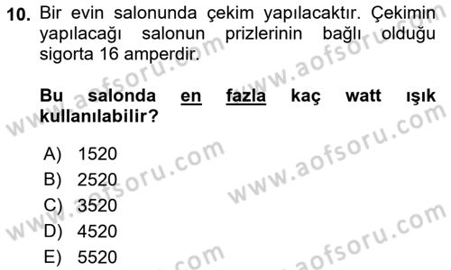 Kamera Tekniğine Giriş Dersi 2018 - 2019 Yılı (Final) Dönem Sonu Sınav Soruları 10. Soru