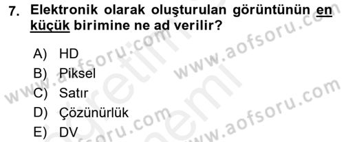 Kamera Tekniğine Giriş Dersi 2018 - 2019 Yılı (Final) Dönem Sonu Sınav Soruları 7. Soru