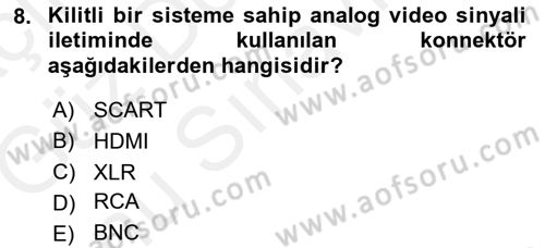 Kamera Tekniğine Giriş Dersi 2018 - 2019 Yılı (Final) Dönem Sonu Sınav Soruları 8. Soru