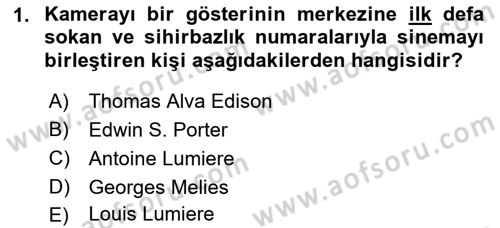 Kamera Tekniğine Giriş Dersi 2018 - 2019 Yılı Yaz Okulu Sınav Soruları 1. Soru