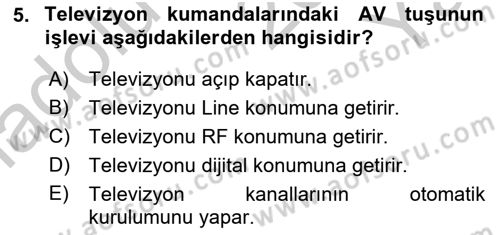 Kamera Tekniğine Giriş Dersi 2018 - 2019 Yılı Yaz Okulu Sınav Soruları 5. Soru