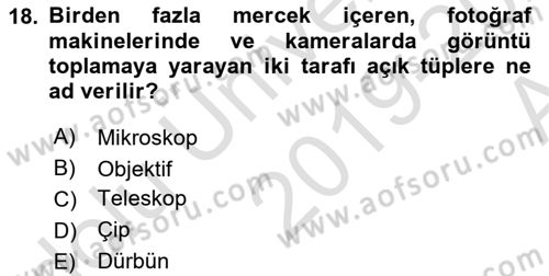 Kamera Tekniğine Giriş Dersi Ara Sınavı Deneme Sınav Soruları 18. Soru