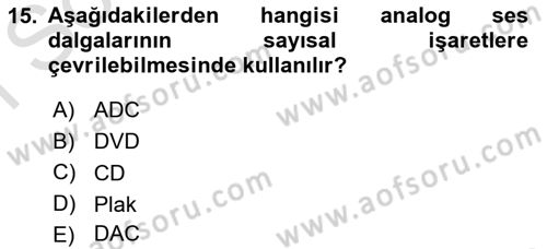 Kamera Tekniğine Giriş Dersi 2019 - 2020 Yılı (Final) Dönem Sonu Sınav Soruları 15. Soru