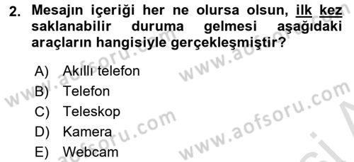 Kamera Tekniğine Giriş Dersi 2019 - 2020 Yılı (Final) Dönem Sonu Sınav Soruları 2. Soru
