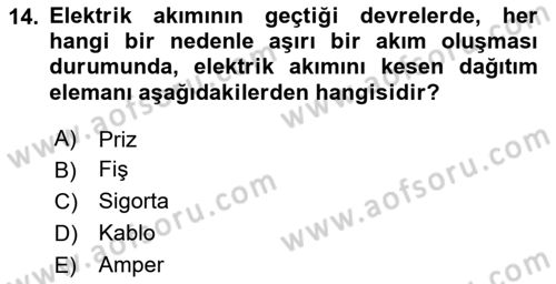 Kamera Tekniğine Giriş Dersi 2020 - 2021 Yılı Yaz Okulu Sınav Soruları 14. Soru