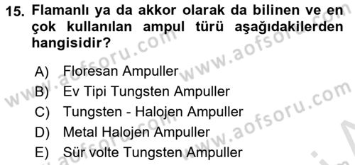 Kamera Tekniğine Giriş Dersi 2020 - 2021 Yılı Yaz Okulu Sınav Soruları 15. Soru