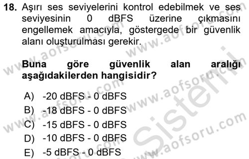 Kamera Tekniğine Giriş Dersi 2020 - 2021 Yılı Yaz Okulu Sınav Soruları 18. Soru
