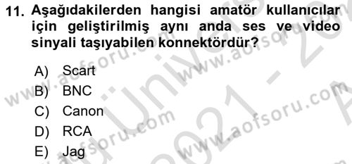 Kamera Tekniğine Giriş Dersi 2021 - 2022 Yılı (Vize) Ara Sınav Soruları 11. Soru