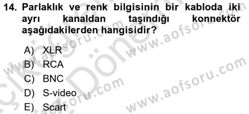 Kamera Tekniğine Giriş Dersi Ara Sınavı Deneme Sınav Soruları 14. Soru