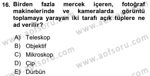 Kamera Tekniğine Giriş Dersi Ara Sınavı Deneme Sınav Soruları 16. Soru