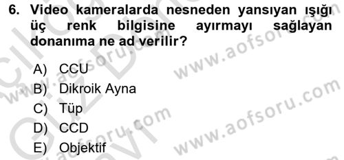 Kamera Tekniğine Giriş Dersi Ara Sınavı Deneme Sınav Soruları 6. Soru