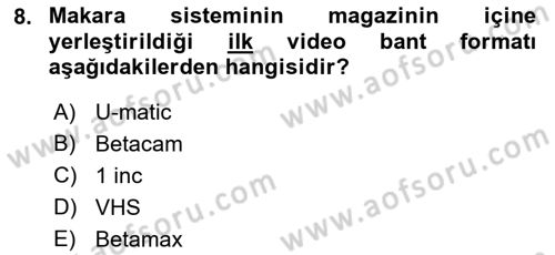 Kamera Tekniğine Giriş Dersi 2021 - 2022 Yılı (Vize) Ara Sınav Soruları 8. Soru