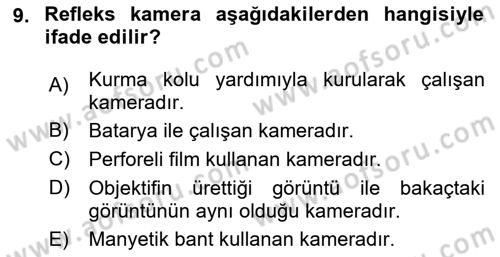 Kamera Tekniğine Giriş Dersi 2021 - 2022 Yılı (Vize) Ara Sınav Soruları 9. Soru