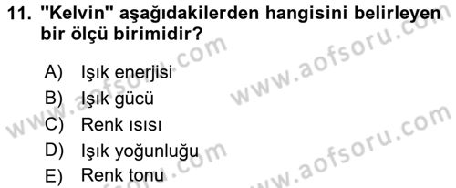 Kamera Tekniğine Giriş Dersi 2021 - 2022 Yılı (Final) Dönem Sonu Sınav Soruları 11. Soru