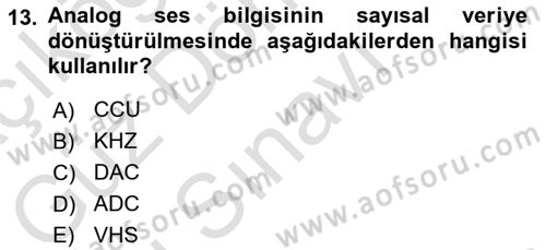 Kamera Tekniğine Giriş Dersi 2021 - 2022 Yılı (Final) Dönem Sonu Sınav Soruları 13. Soru