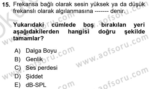 Kamera Tekniğine Giriş Dersi 2021 - 2022 Yılı Yaz Okulu Sınav Soruları 15. Soru