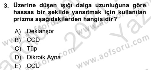 Kamera Tekniğine Giriş Dersi 2021 - 2022 Yılı Yaz Okulu Sınav Soruları 3. Soru