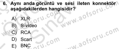 Kamera Tekniğine Giriş Dersi 2021 - 2022 Yılı Yaz Okulu Sınav Soruları 6. Soru