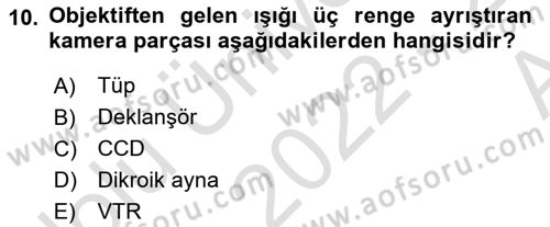 Kamera Tekniğine Giriş Dersi Ara Sınavı Deneme Sınav Soruları 10. Soru